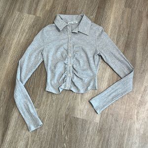 NWOT Reformation Ribbed Ruched Henley Crop Top